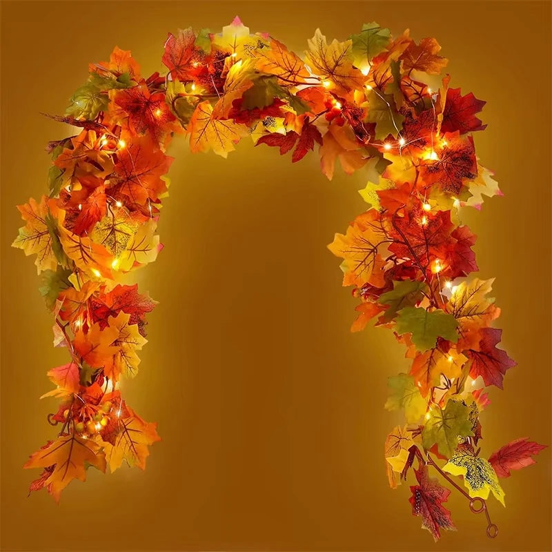 Artificial Maple Leaf Wreath – 200CM Autumn Hanging Decor