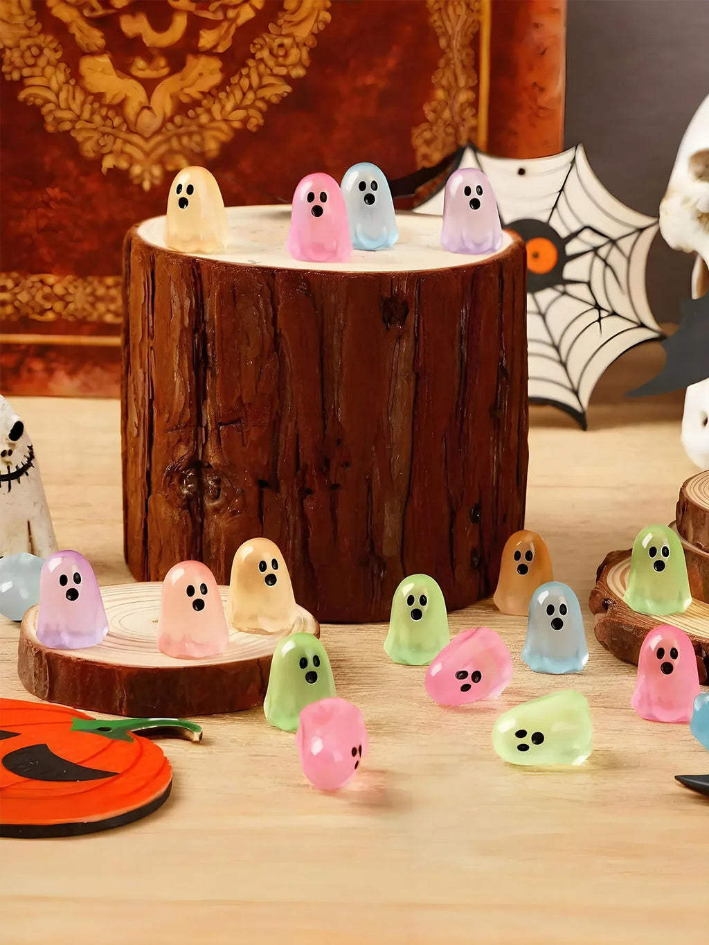 Glowing Ghost Figures, Mini Resin Halloween Figurines 5/10 Pcs