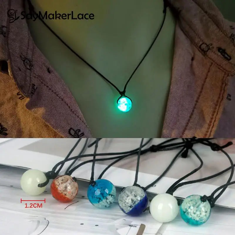 Glowing Gem Necklace Luminous Stone Halloween Pendant