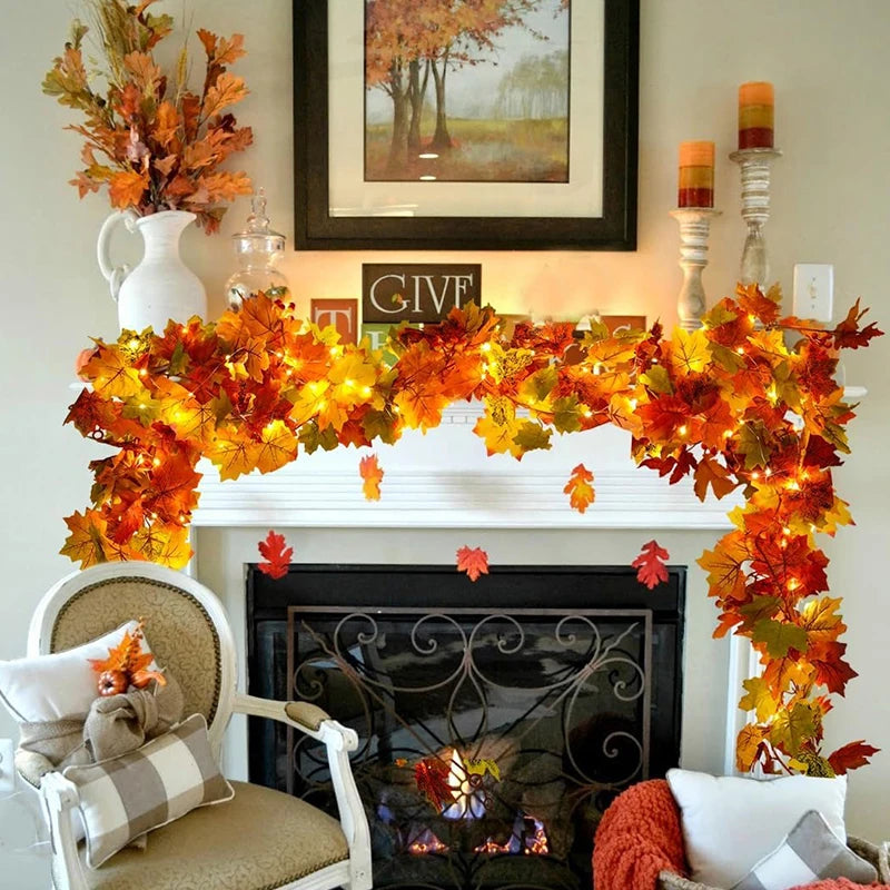 Artificial Maple Leaf Wreath – 200CM Autumn Hanging Decor