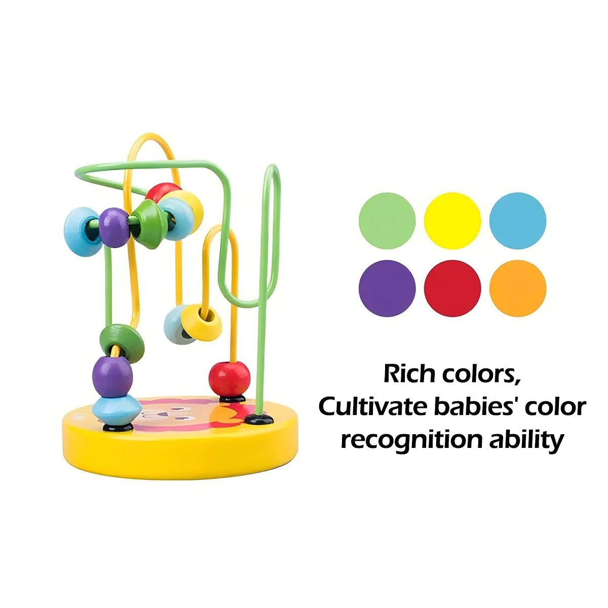 Wooden Bead Maze, Colorful Roller Coaster Toy for Preschool Kids