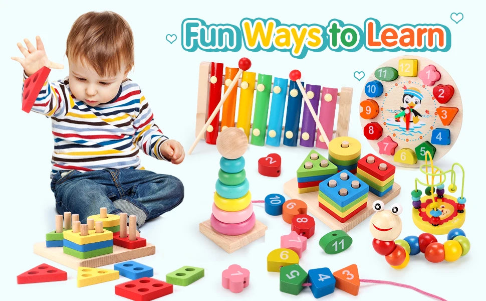 Montessori Wooden Puzzles for Kids – 3D Early Learning Toy