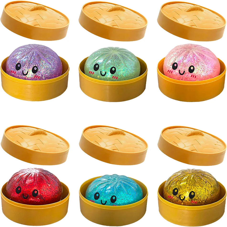 Dumpling Squishy Toy – Glitter Sensory Squeeze Stress Relief