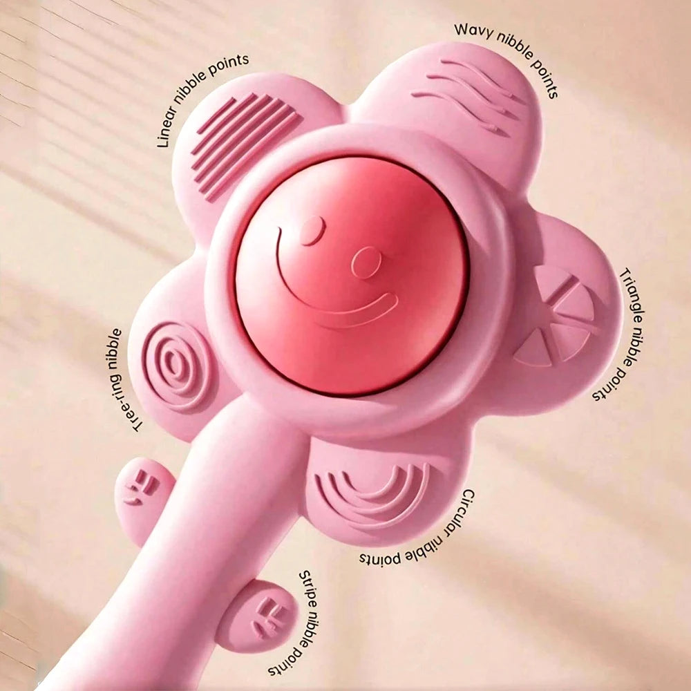 Baby Teething Rattle – 3-in-1 Silicone Sensory Toy