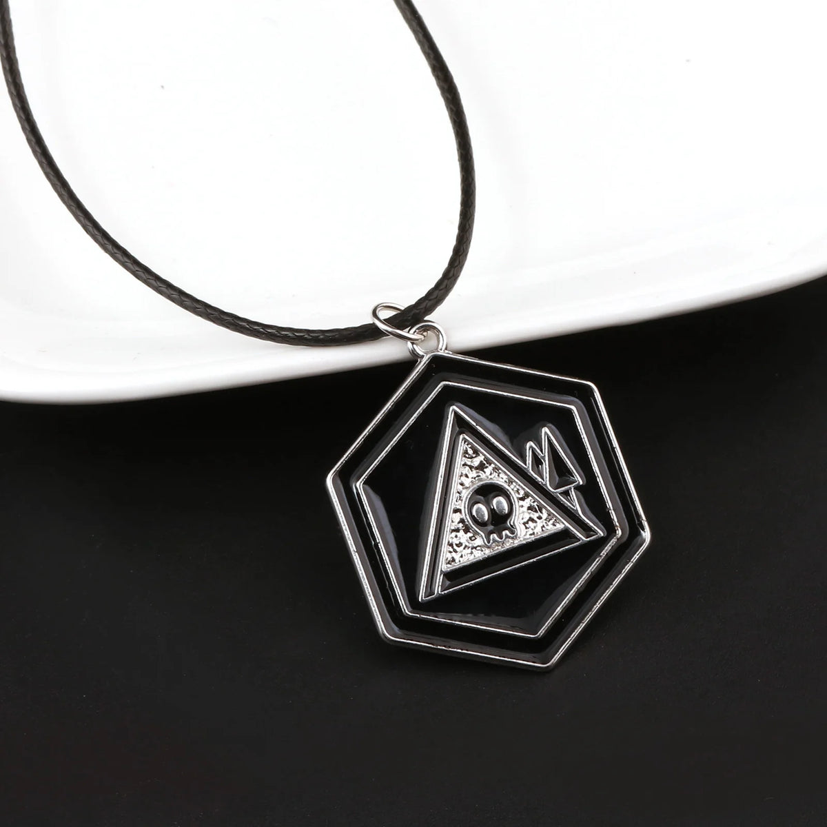 Gothic Skull Necklace Black Skeleton Pendant Chain