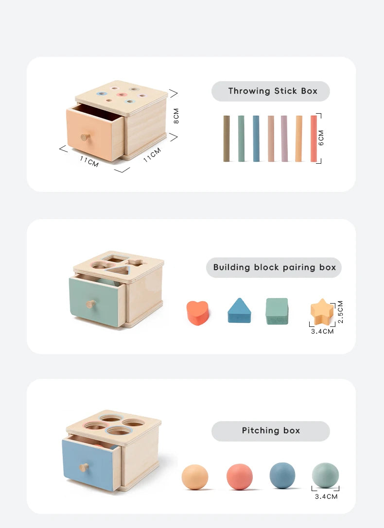 Wooden Shape Sorting Toy – Montessori Color Matching Activity Box