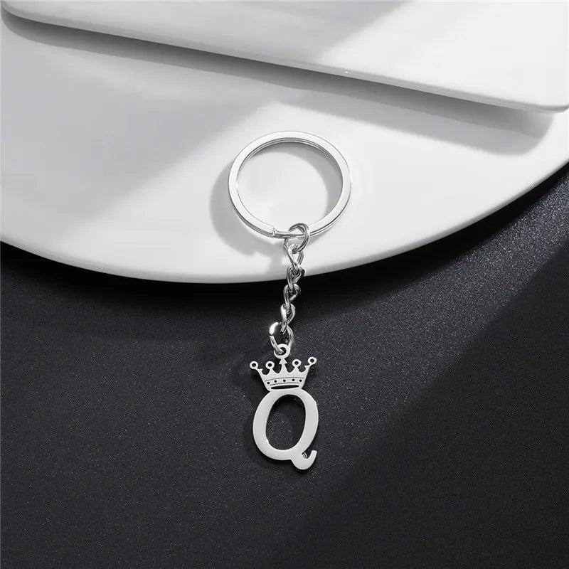 Initial Letter Keychain – Stainless Steel Alphabet Key Ring