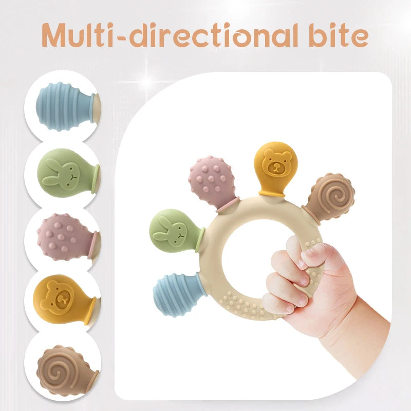 Silicone Baby Teether – Ring Sensory Chew Toy for Infants