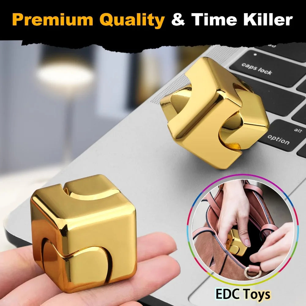 Cube Fidget Spinner – Metal Gyroscope Fingertip Toy for Adults