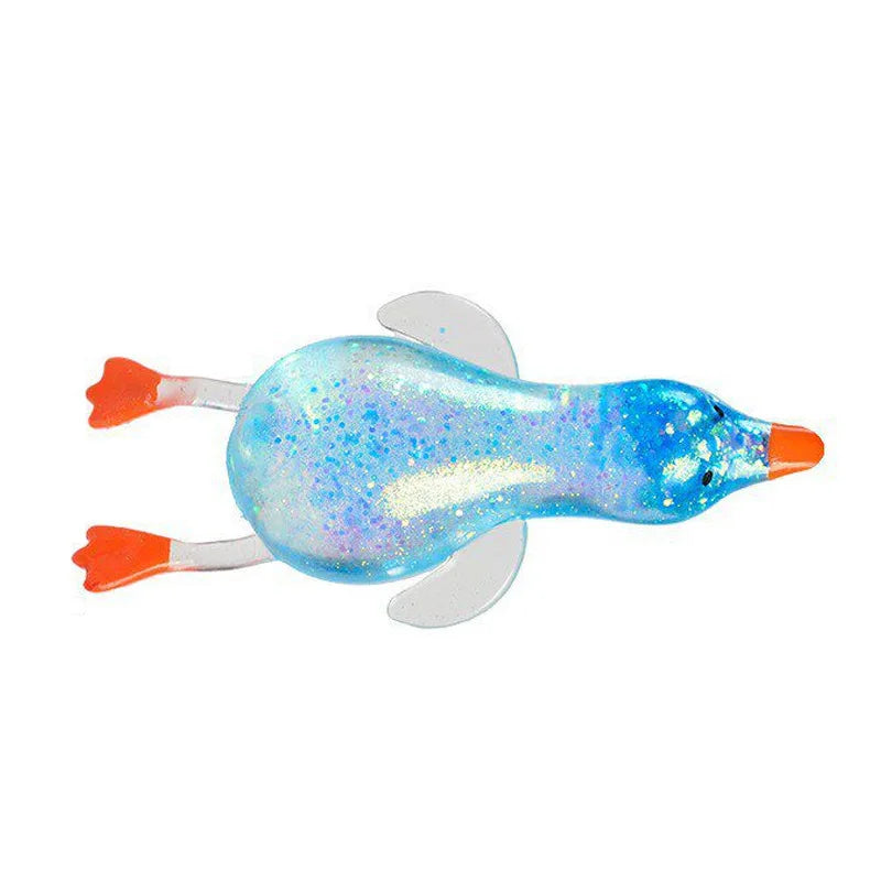 Sensory Squeeze Toy – Colorful Aurora Glitter Duck Stress Relief Toy
