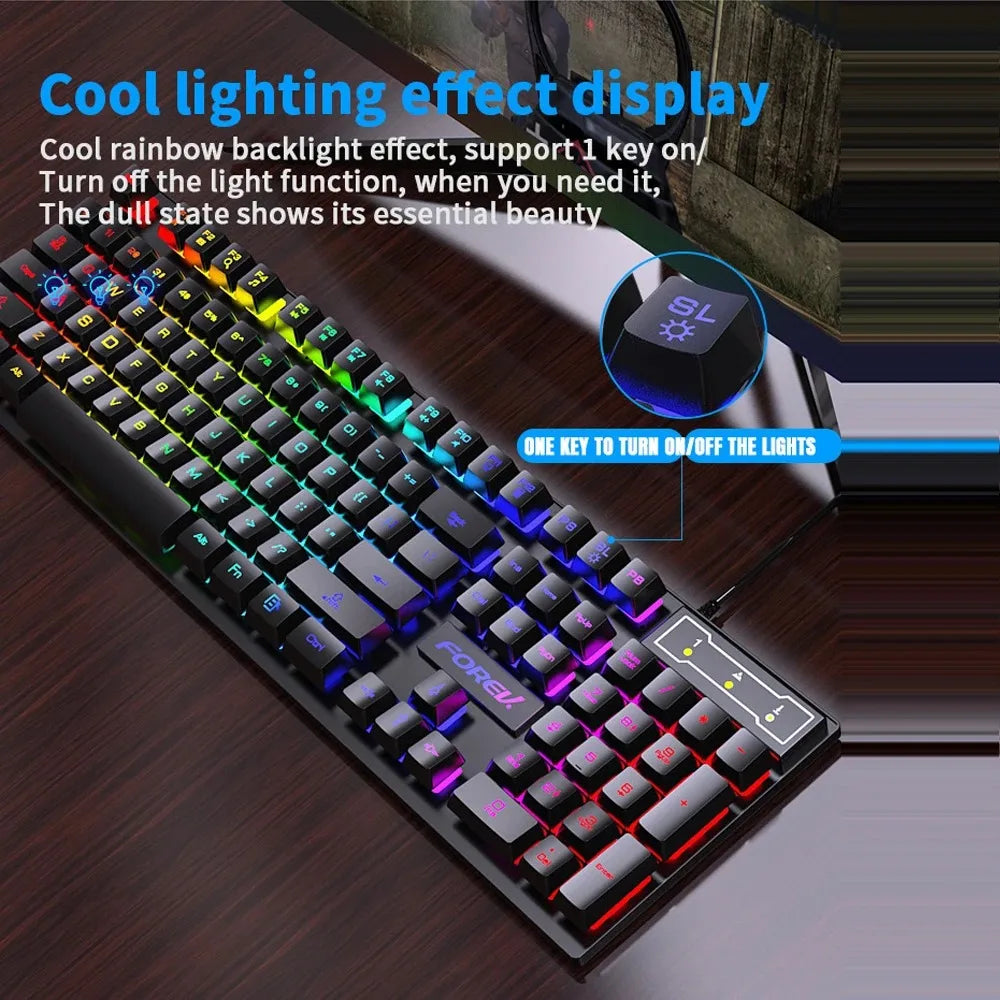 Wired Gaming Keyboard – 104 Key RGB Mechanical Feel Keyboard