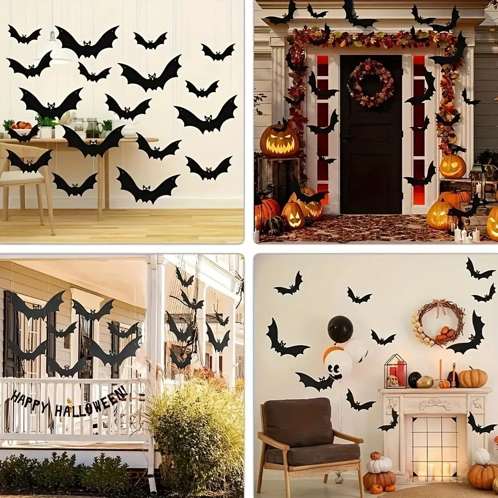 Halloween Bat Decorations, 12PCS Hanging Plastic Bats for Outdoor Decor