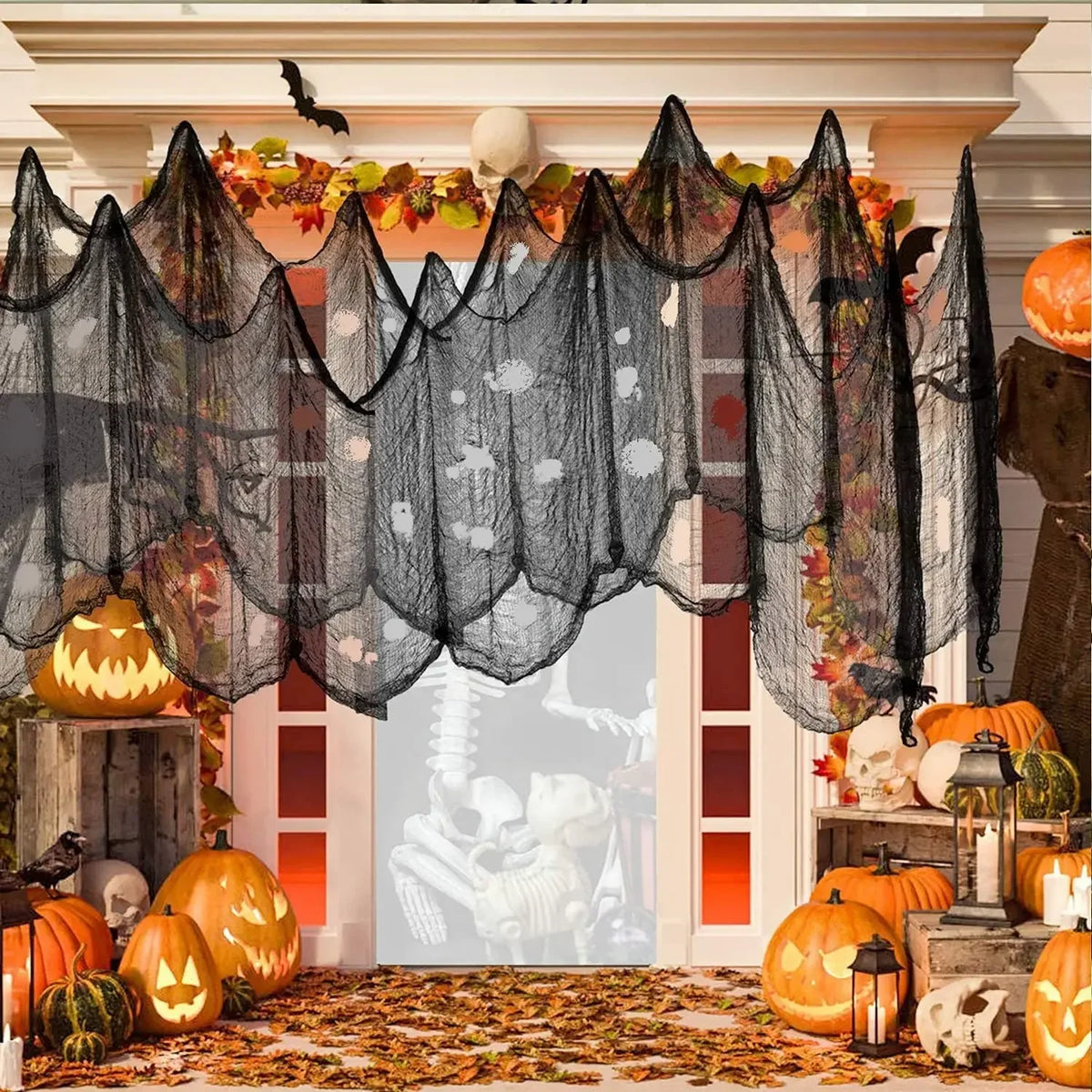 Halloween Creepy Cloth Black Gauze 76cm x 183cm Spooky Decor