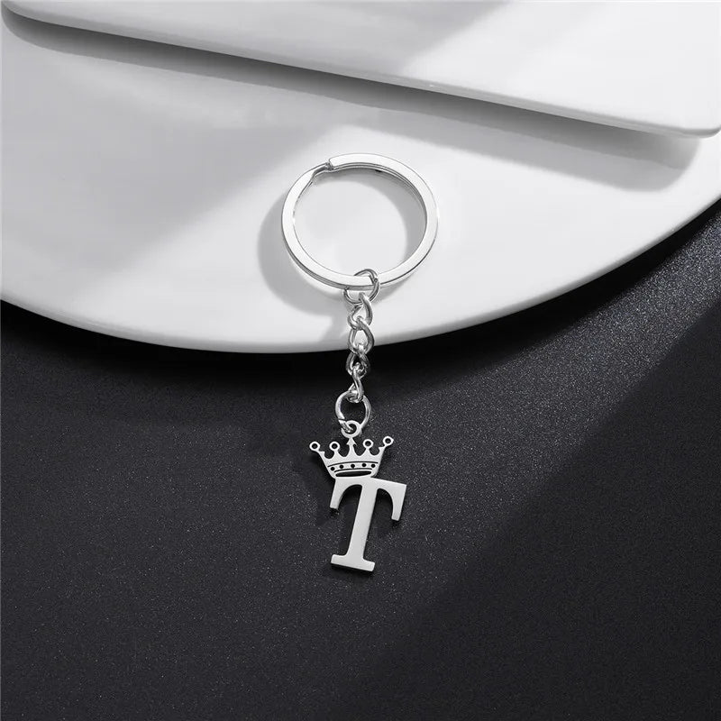 Initial Letter Keychain – Stainless Steel Alphabet Key Ring