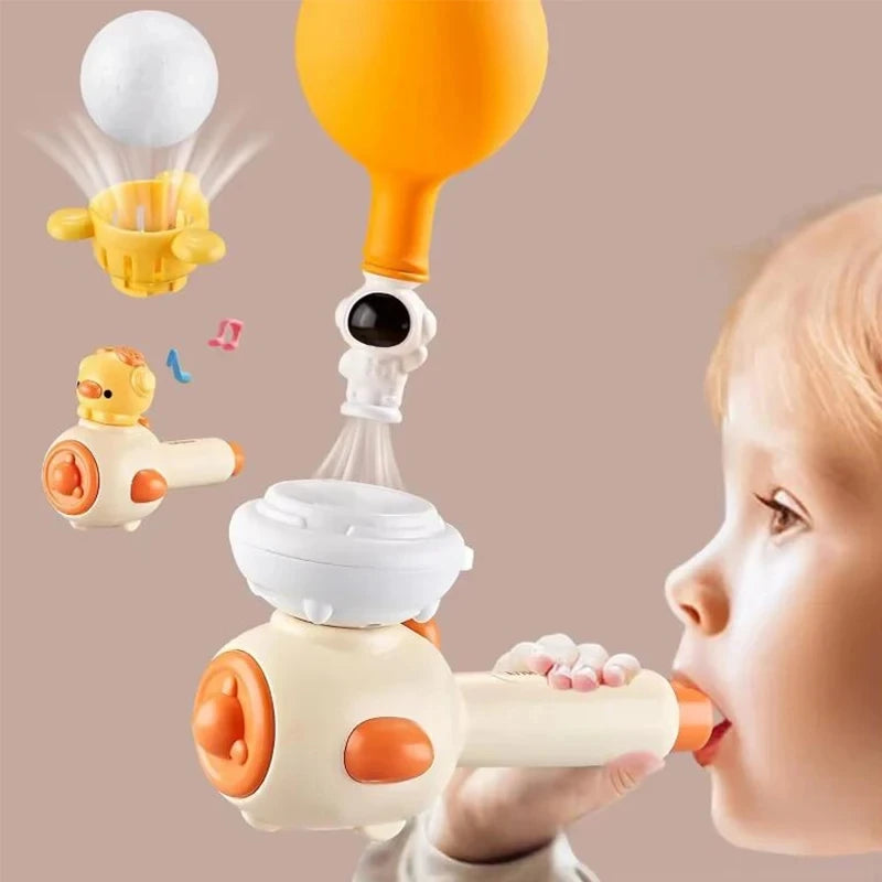 Montessori Sensory Toy 3-in-1 Blowing Floating Ball & Whistle Game