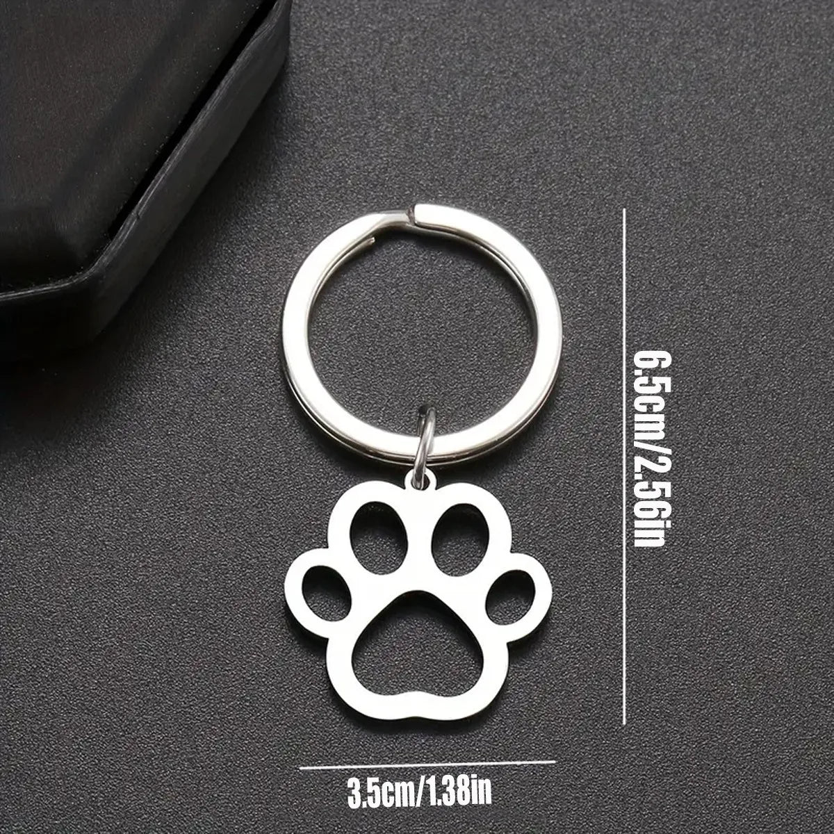 Stainless Steel Paw Print Pendant for Car Keys