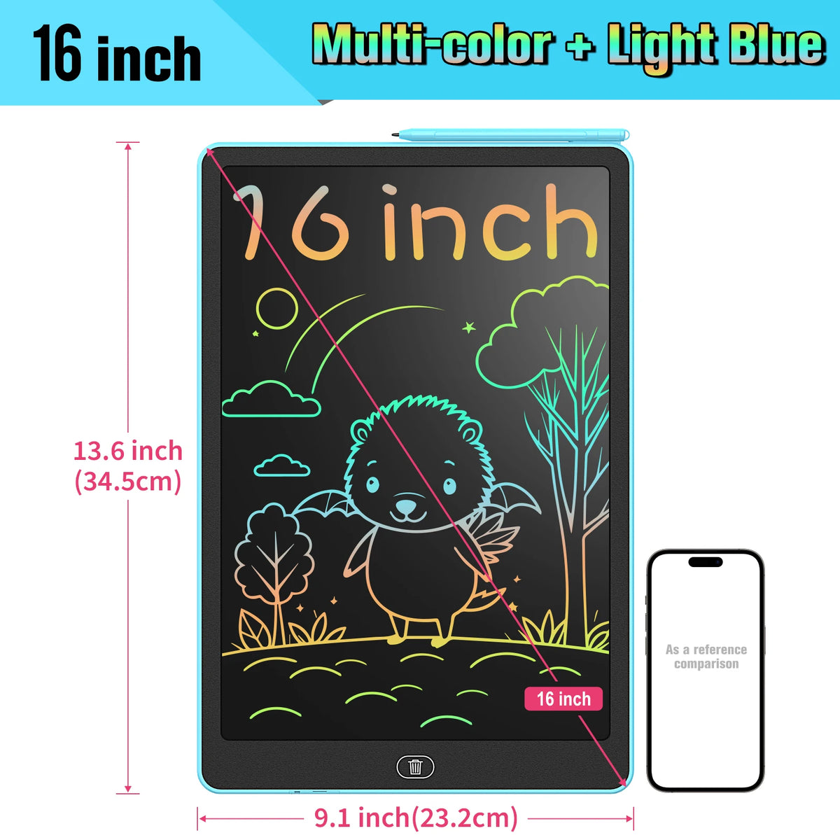16 Inch LCD Writing Tablet Reusable Drawing Board for Kids