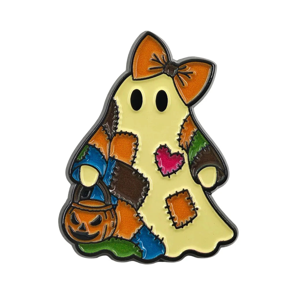 Halloween Enamel Pin Cute Ghost Lapel Brooch 35mm