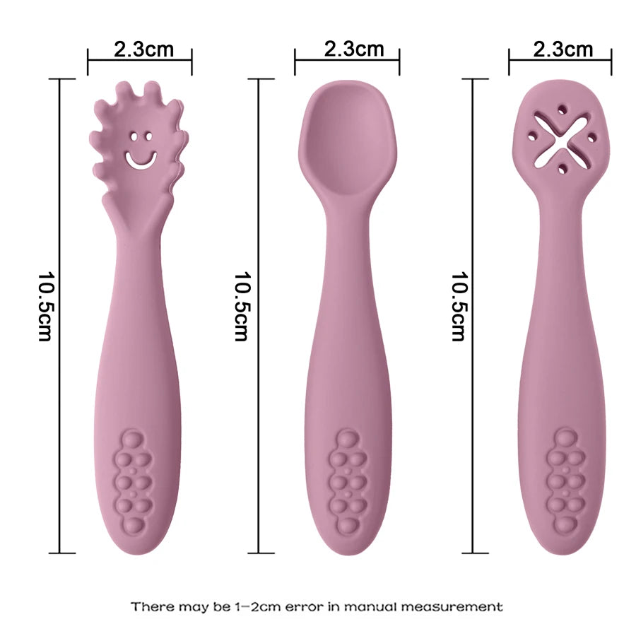 Baby Feeding Spoons – 3PC Silicone Toddler Weaning Utensil Set