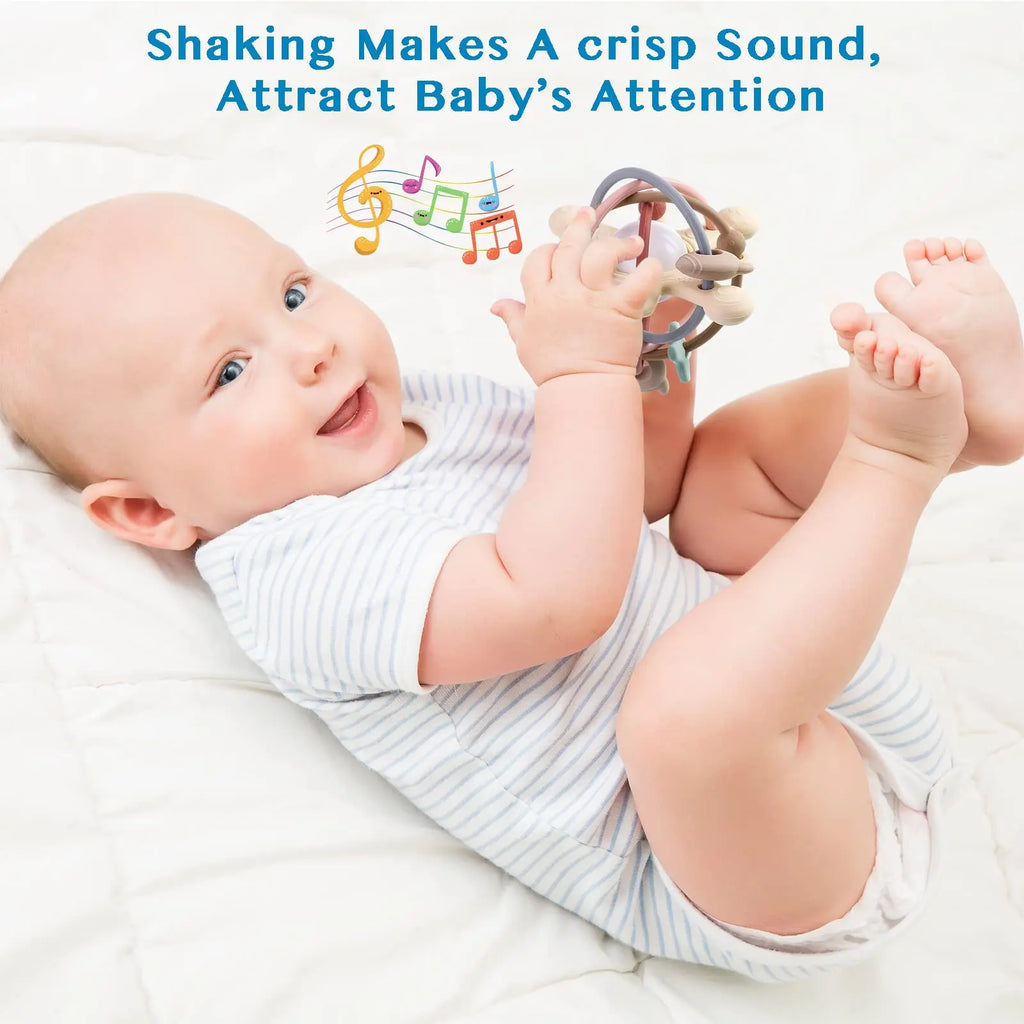 Baby Teething Toy Silicone Sensory Rattle for Infants 0-36 Months