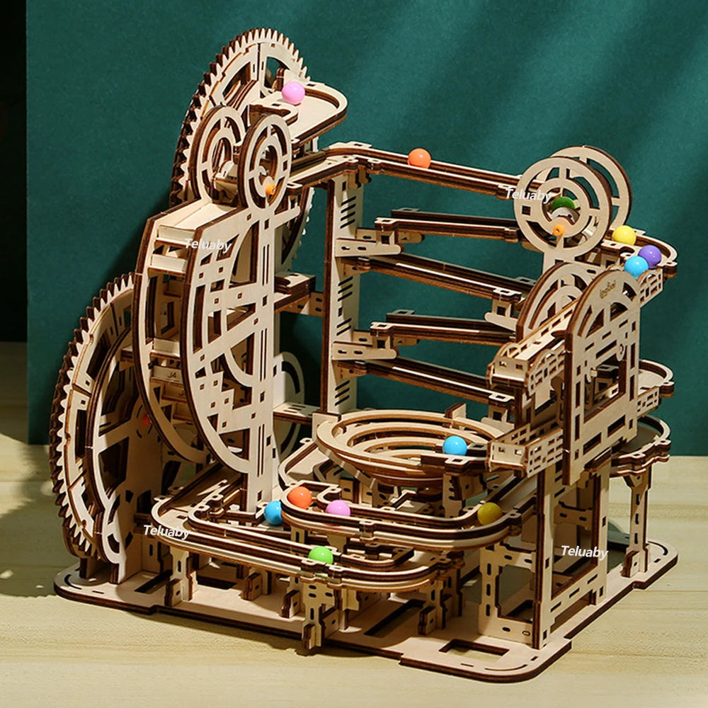 3D Wooden Puzzle Marble Run – Mechanical Model Building Kit