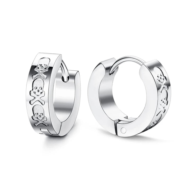 Design Stainless Steel Skull Drop Earrings For Women Men Fashion Gothic Street Hip Hop Ear Jewelry Pendant Cool Stud Earrings