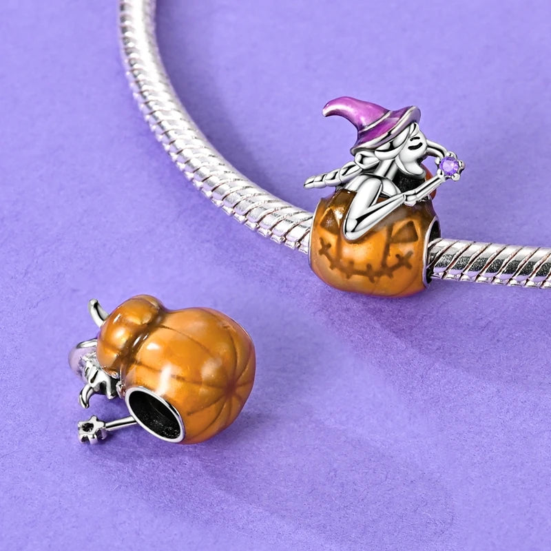 Halloween Charm Pendant Pumpkin Witch Bead Bracelet Jewelry