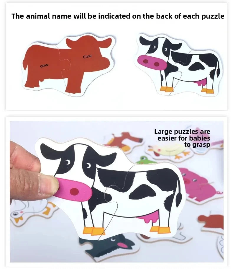Montessori Toddler Puzzle – Wooden Animal Jigsaw Game