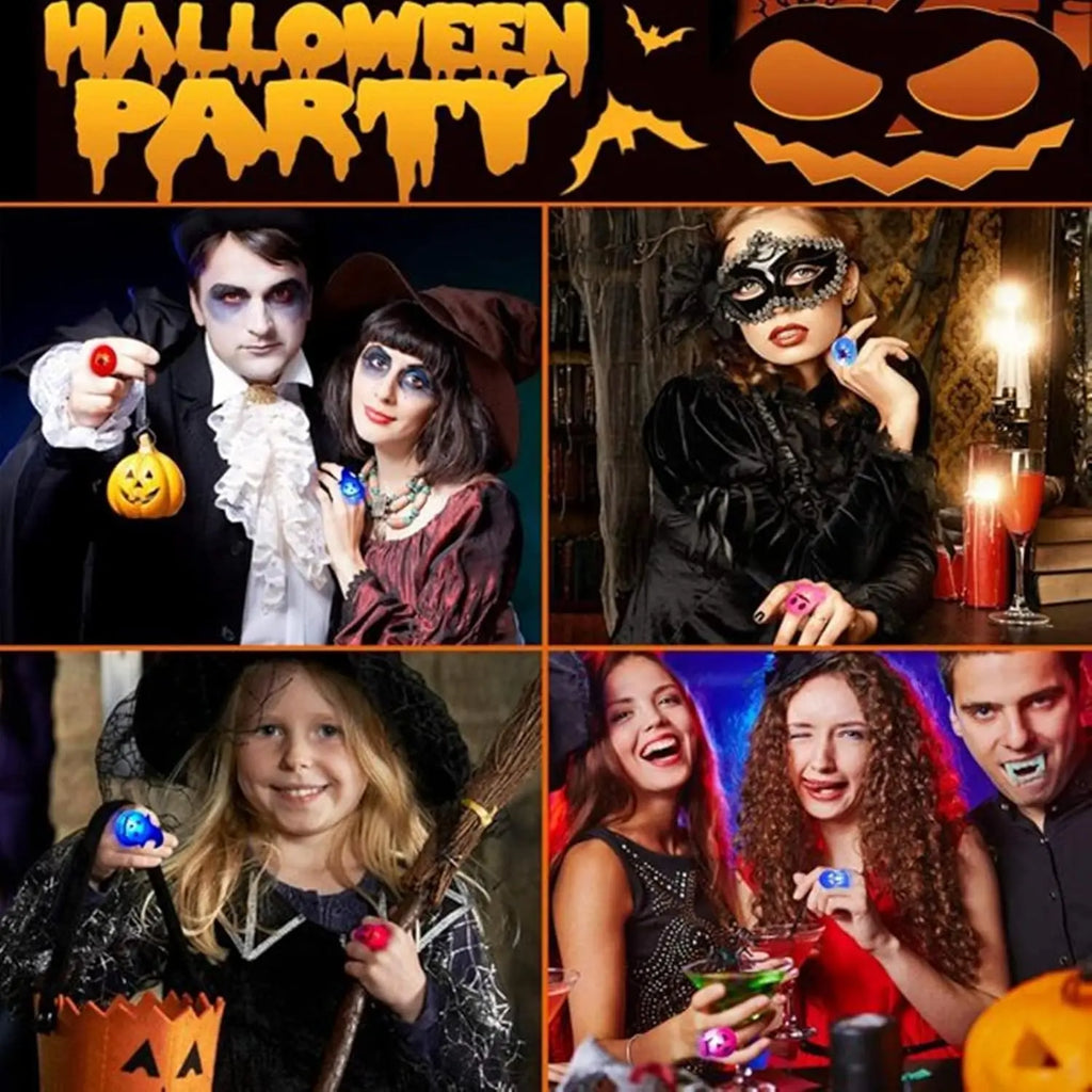 Halloween Glow Rings – LED Pumpkin & Ghost Finger Rings
