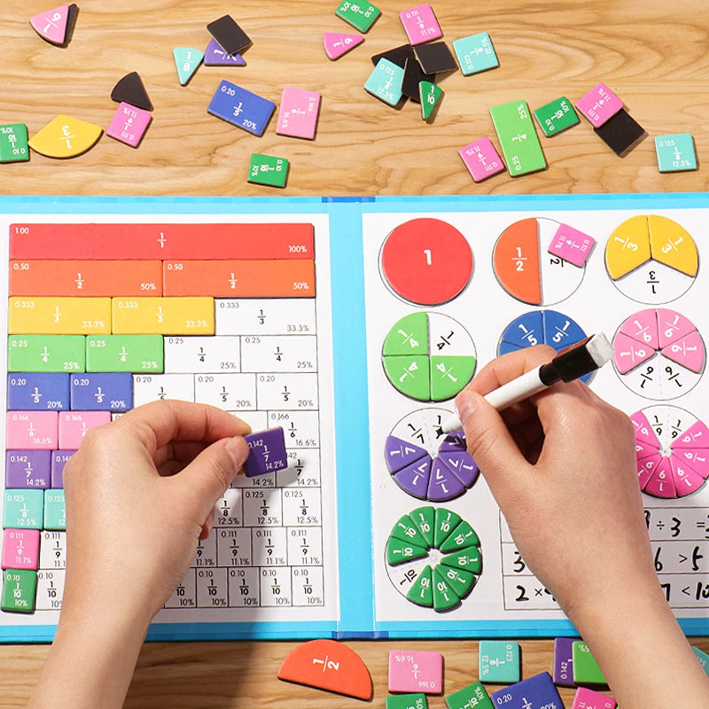 Magnetic Fraction Learning Toy, Wooden Math Teaching Set