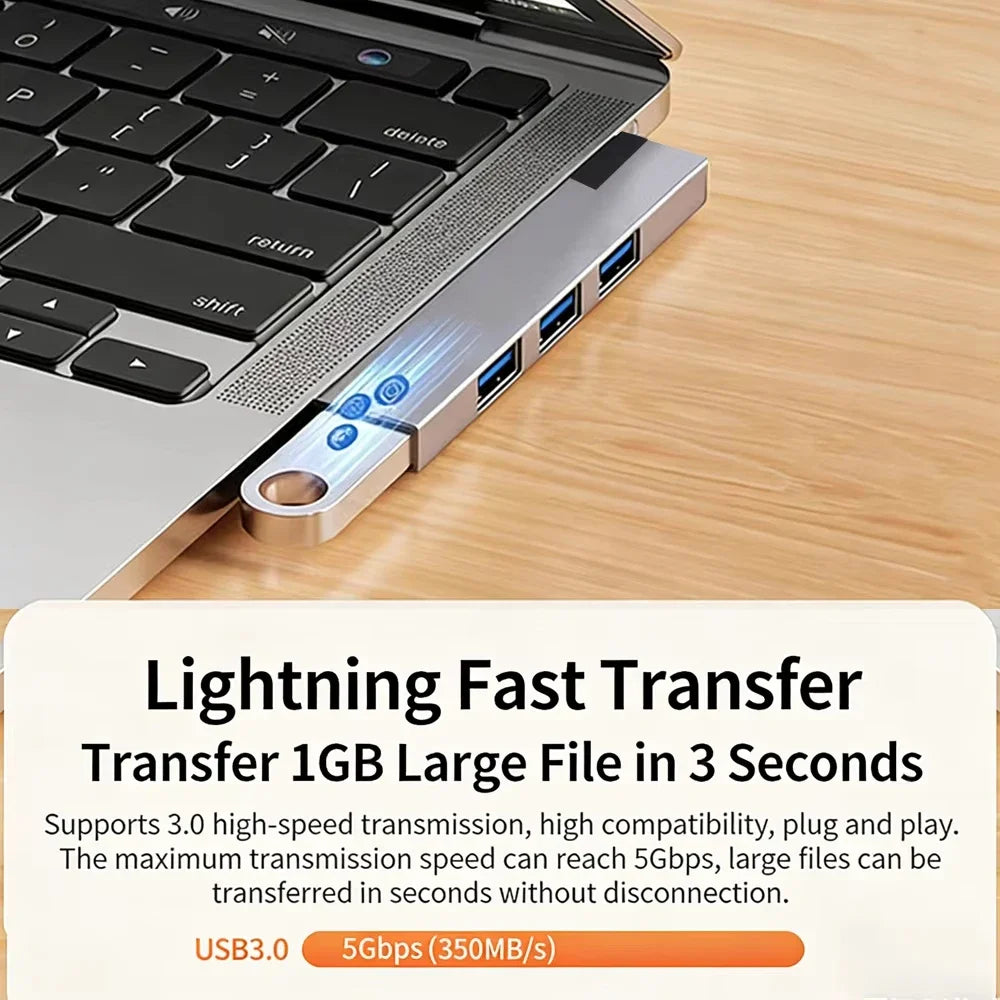 KEBIDUMEI USB 3.0 HUB 4 IN 1 5Gbps High Speed Transmission Dock Station Portable USB Splitter OTG Adapter Computer Accessories