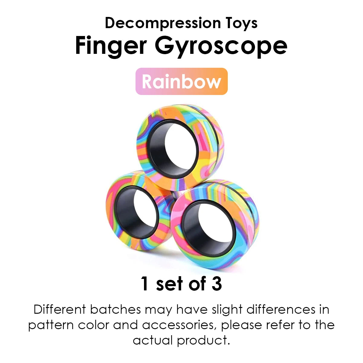 3PCS Magnetic Fidget Rings – Spinner Sensory Toy Set