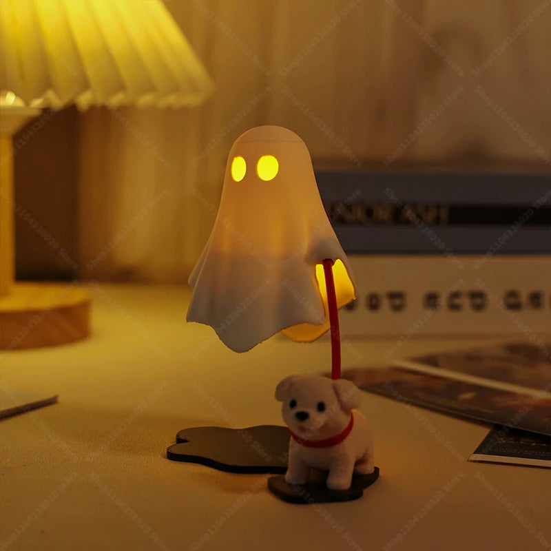 Ghost LED Night Light with Dog Figure, Warm Light Desk Lamp