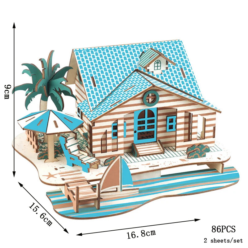 3D Wooden Puzzle Retro Campervan DIY Model Building Toy