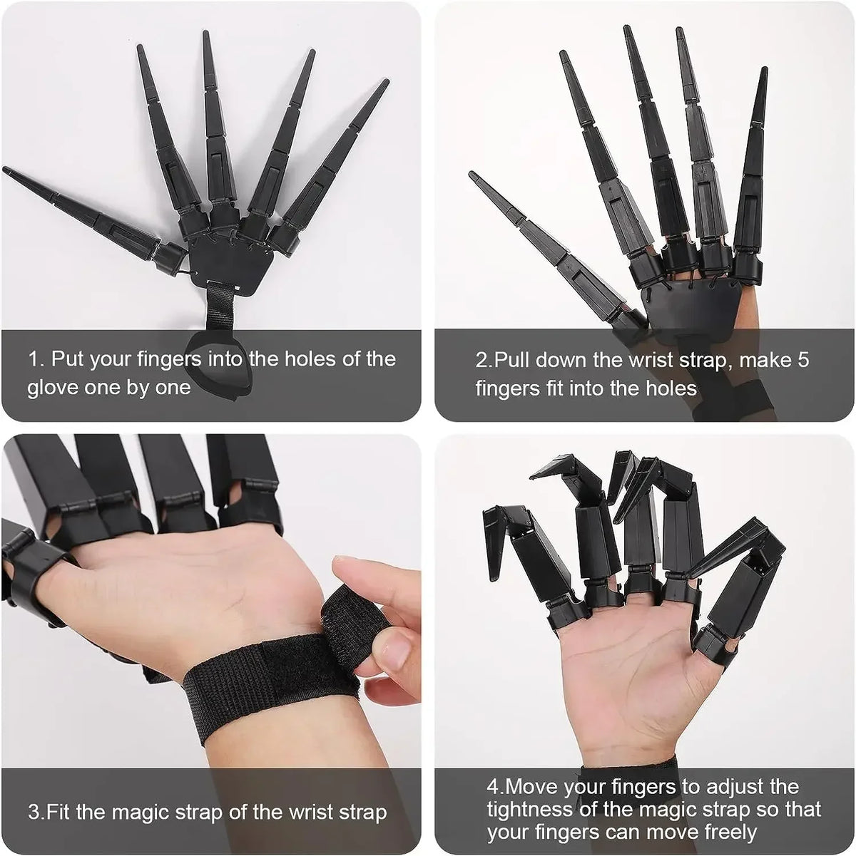 Halloween Skeleton Hand Prop, Articulated Finger Glove for Cosplay