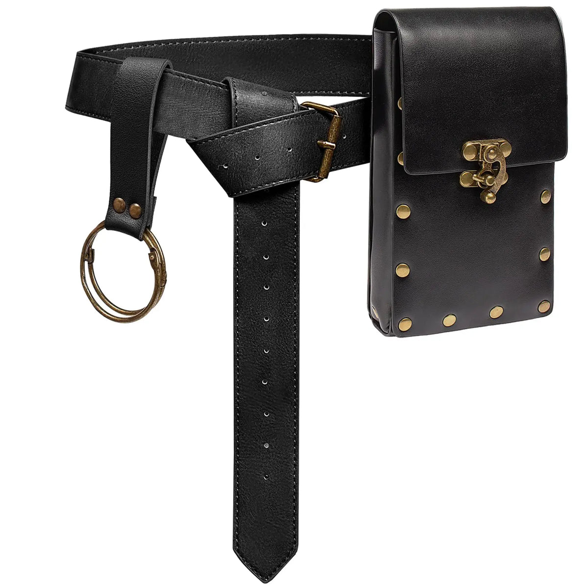 Medieval Cosplay Belt – Renaissance Faux Leather Waist Bag Set