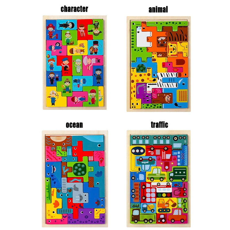 Wooden Animal Puzzle – Montessori Logic & Matching Toy for Kids