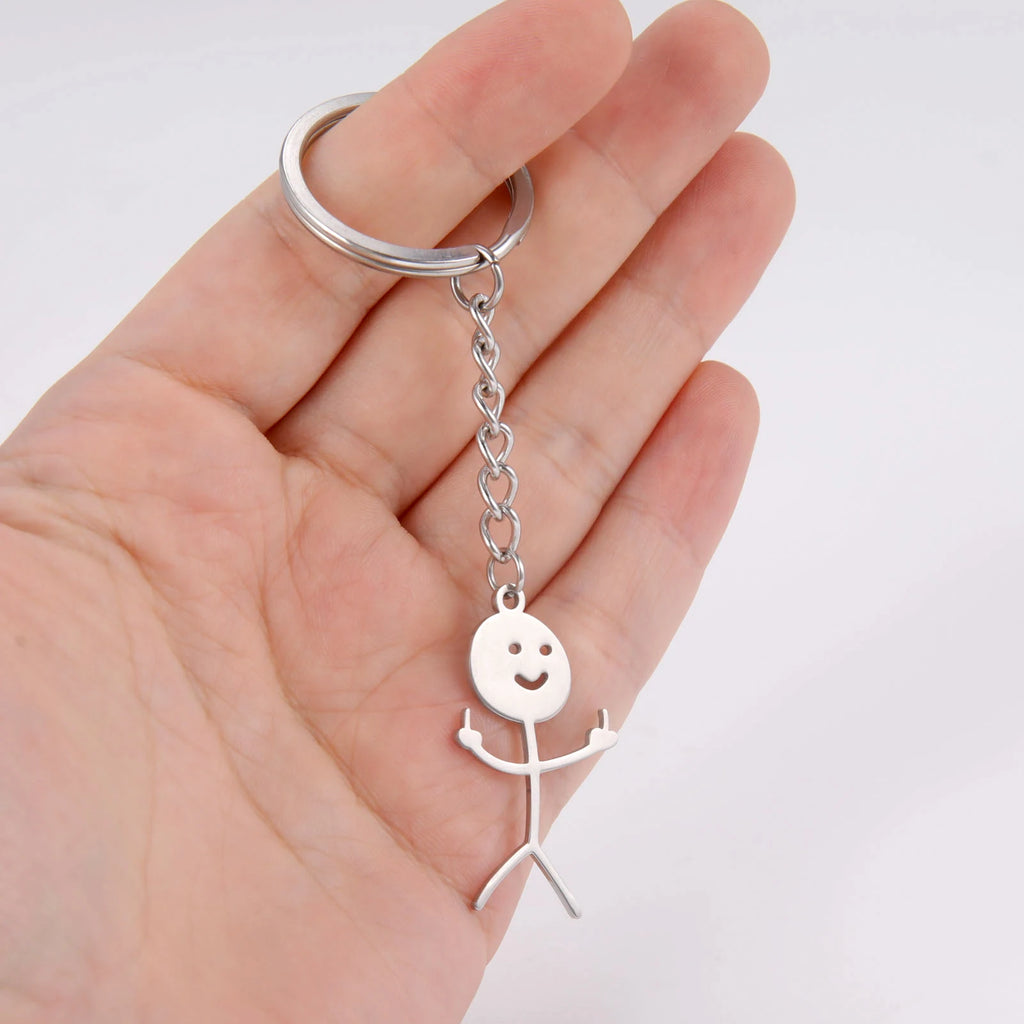 Middle Finger Keychain Stainless Steel