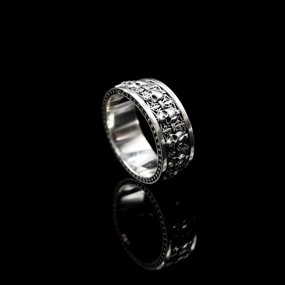 Gothic Skeleton Ring for Men Vintage Punk Halloween Jewelry