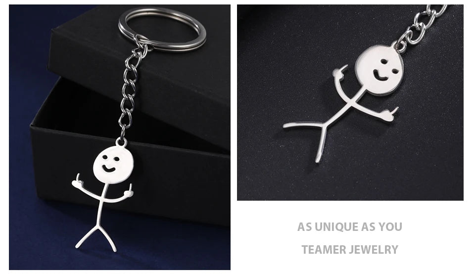 Middle Finger Keychain Stainless Steel