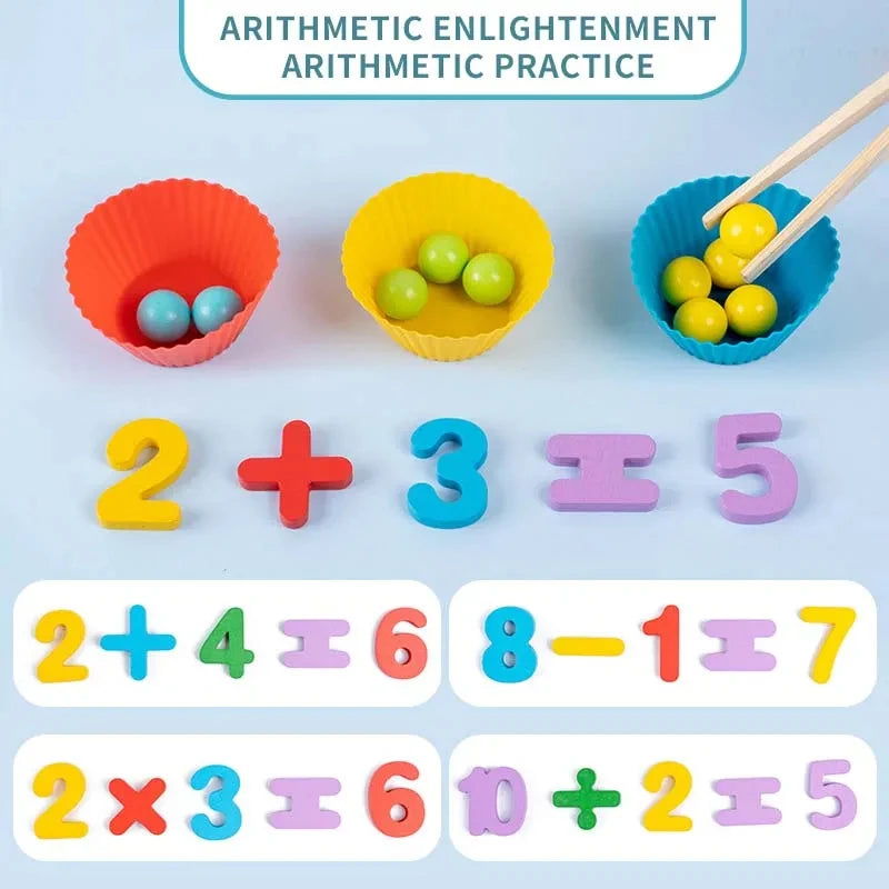 Color Sorting Toy – Montessori Wooden Bead Matching & Fine Motor Set