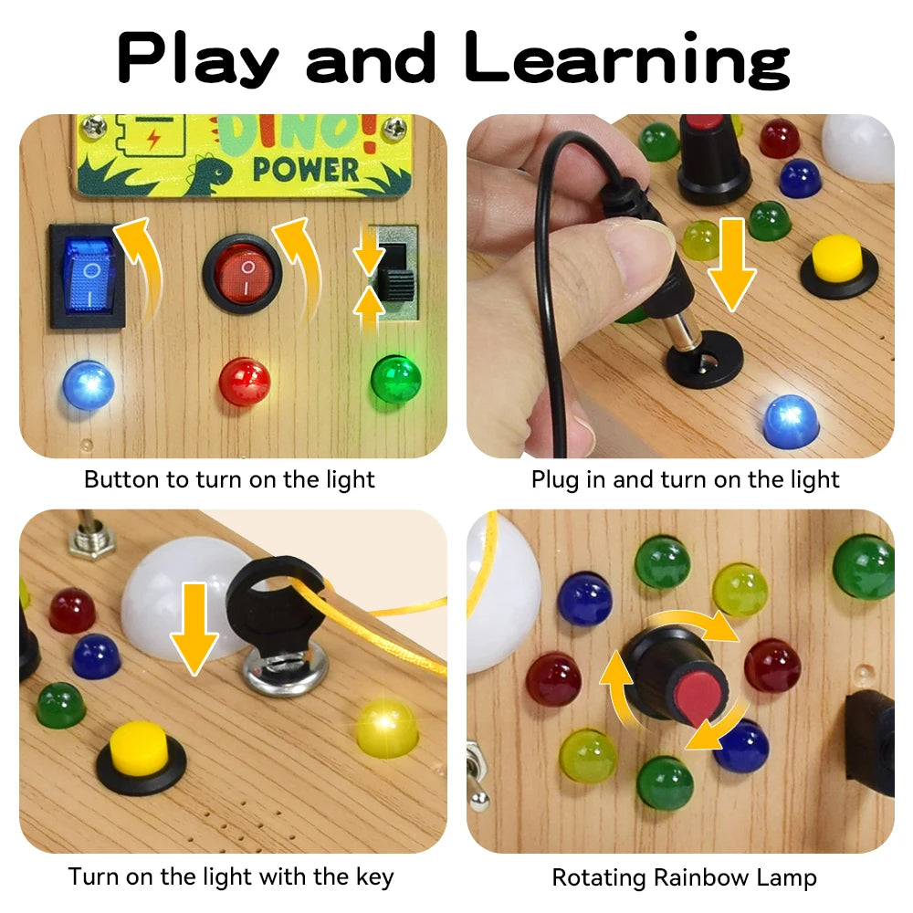 Montessori Busy Board – LED Switch & Fine Motor Skills Toy