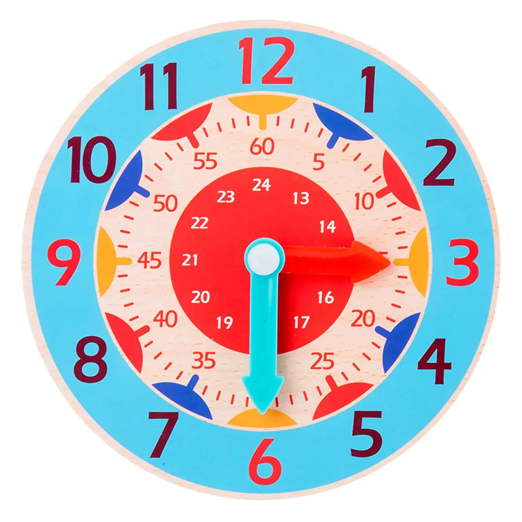 Wooden Learning Clock Montessori Time Teaching Toy for Kids