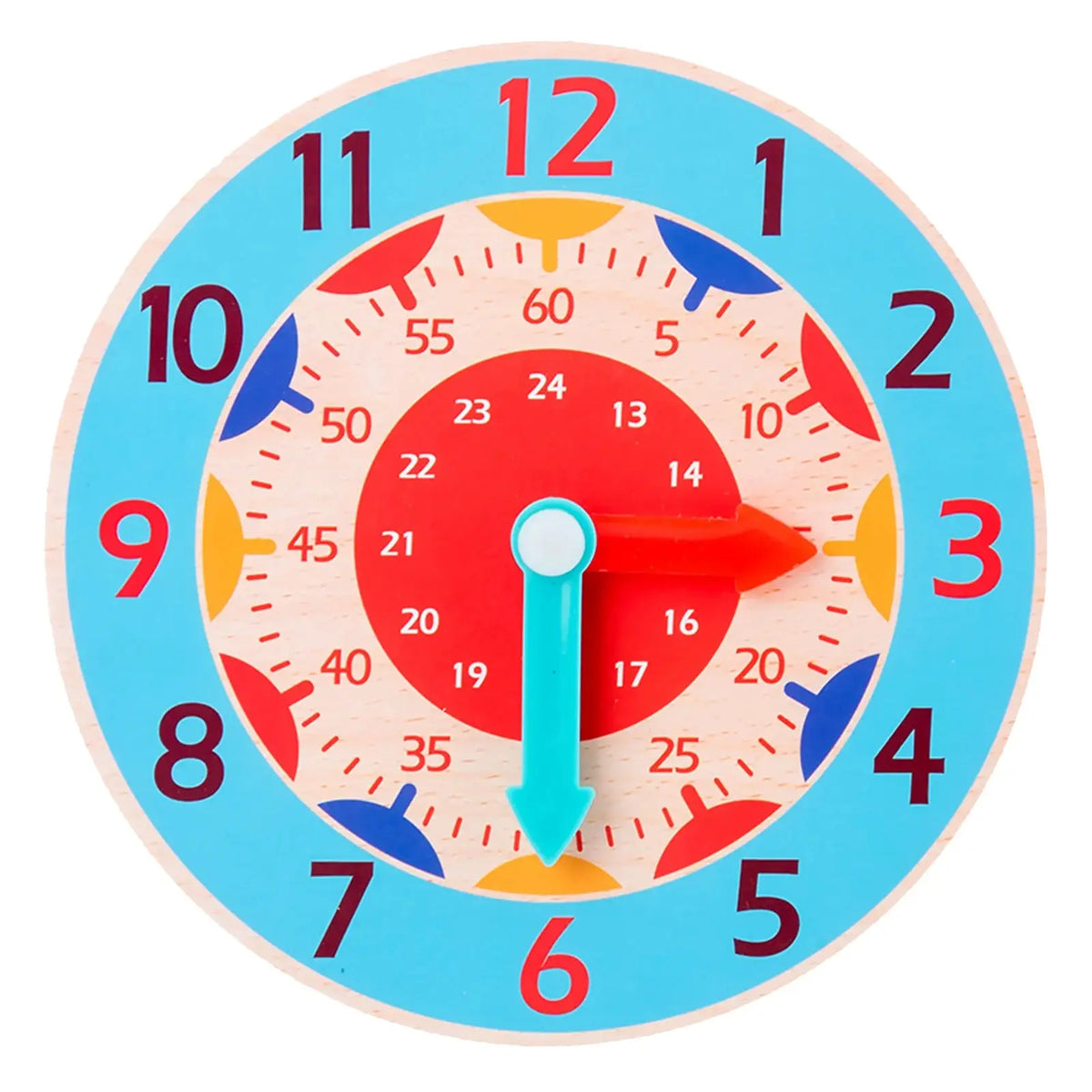 Wooden Learning Clock Montessori Time Teaching Toy for Kids