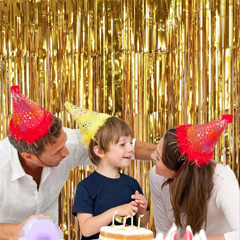Gold Foil Fringe Curtain 1 x 2M Party Backdrop Decoration
