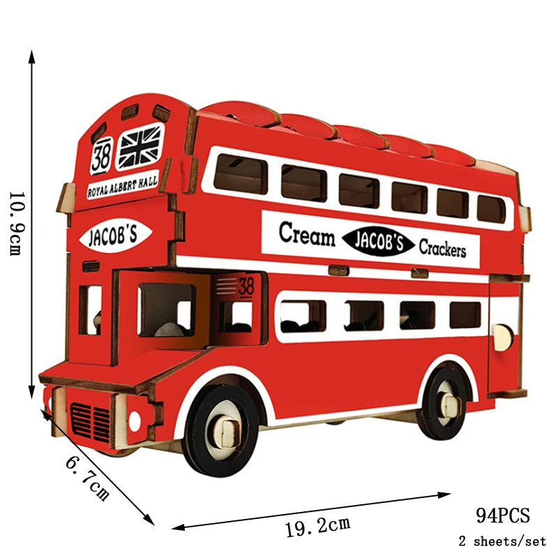 3D Wooden Puzzle Retro Campervan DIY Model Building Toy