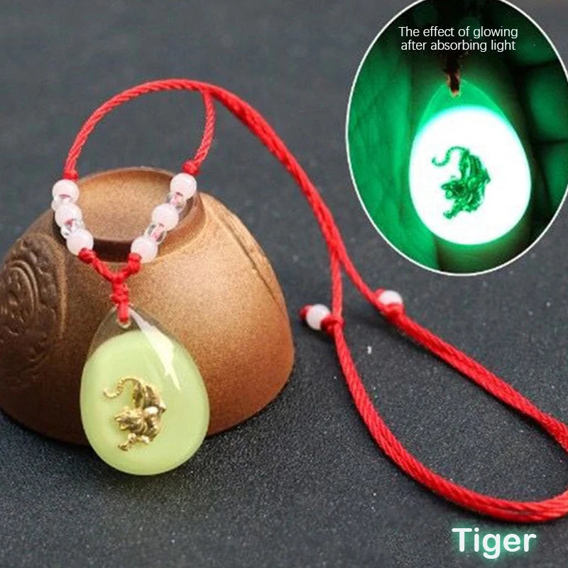 Glowing Gem Necklace Luminous Stone Halloween Pendant
