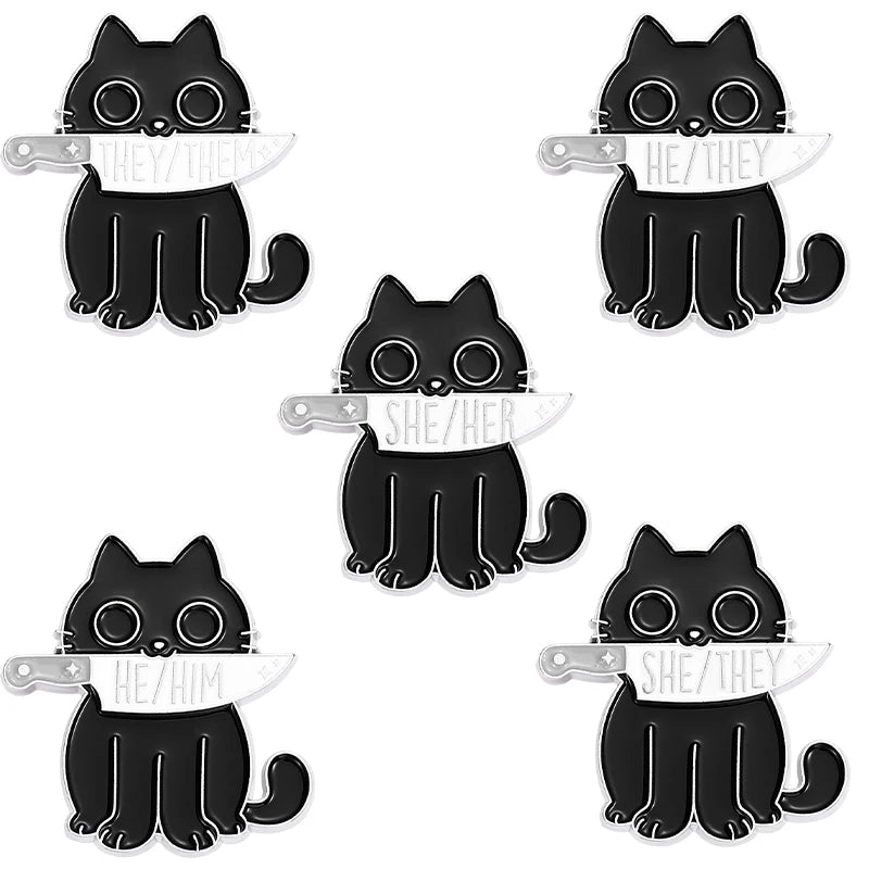 Gothic Halloween Pins Set Ghost Cat Witch Moth Punk Brooches