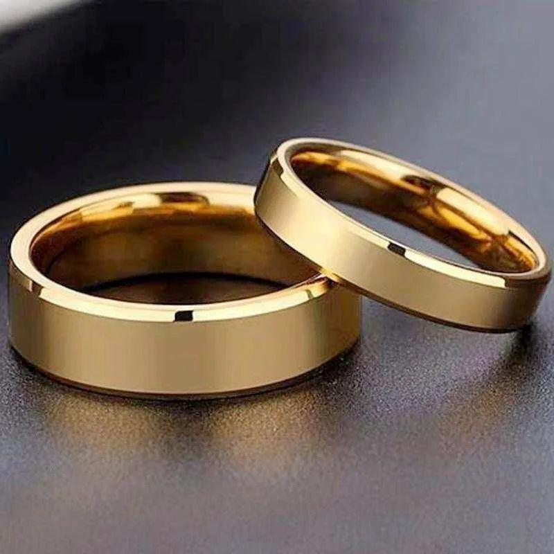 Stainless Steel Couple Rings – 4mm & 6mm Matching Bands