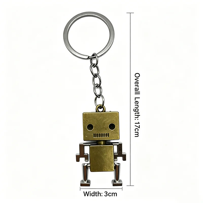 Robot Keychain – Retro Movable Metal Key Ring